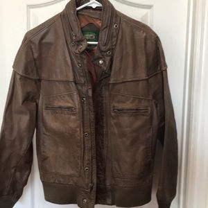 Hill & Archer Brown Leather Bomber Jacket- Size 42